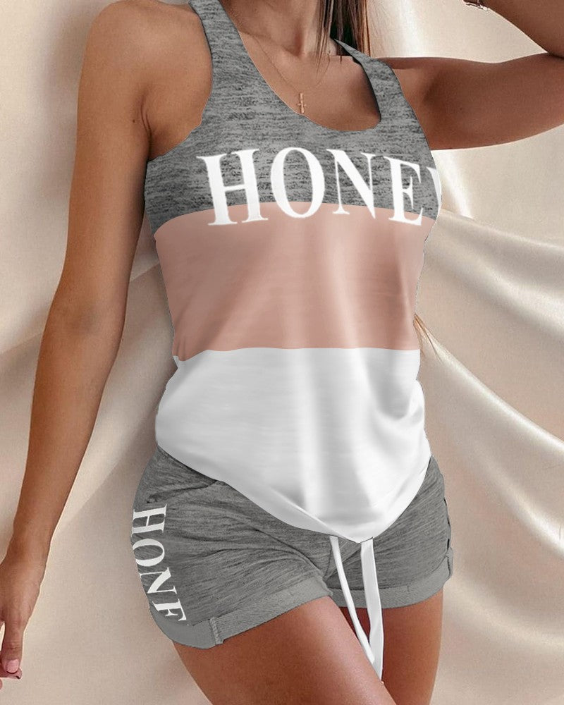 T-Shirt Vest Shorts 2-Piece Suit
