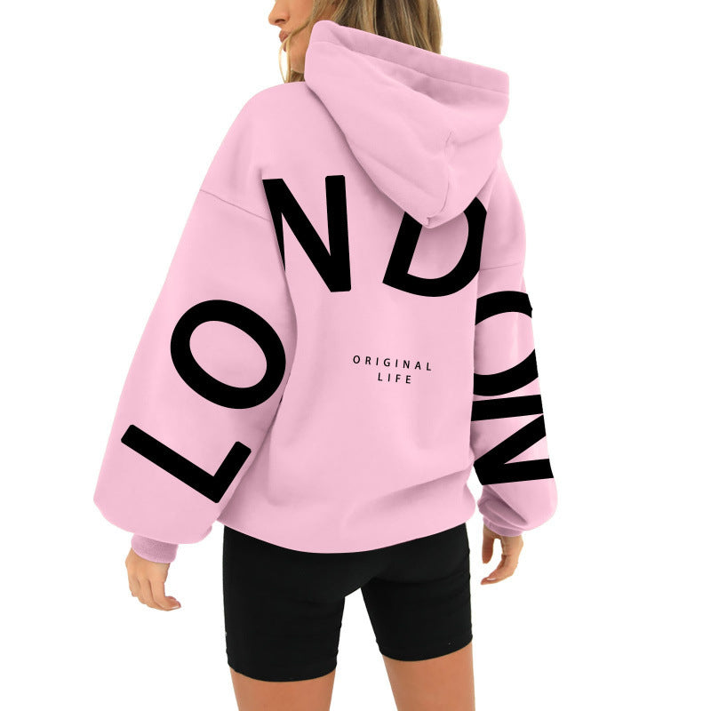 London Printed Long-Sleeved Hoodie