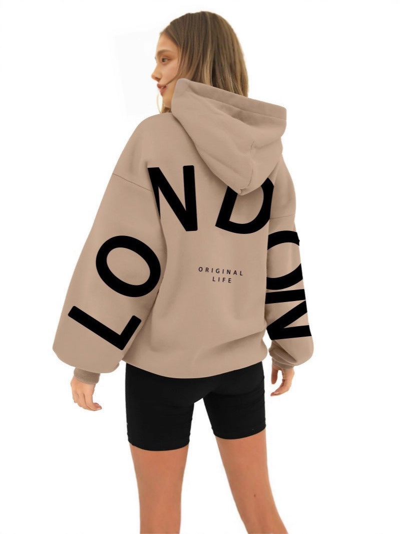 London Printed Long-Sleeved Hoodie