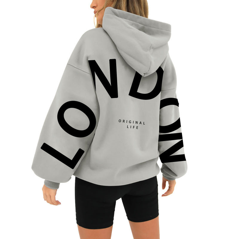 London Printed Long-Sleeved Hoodie