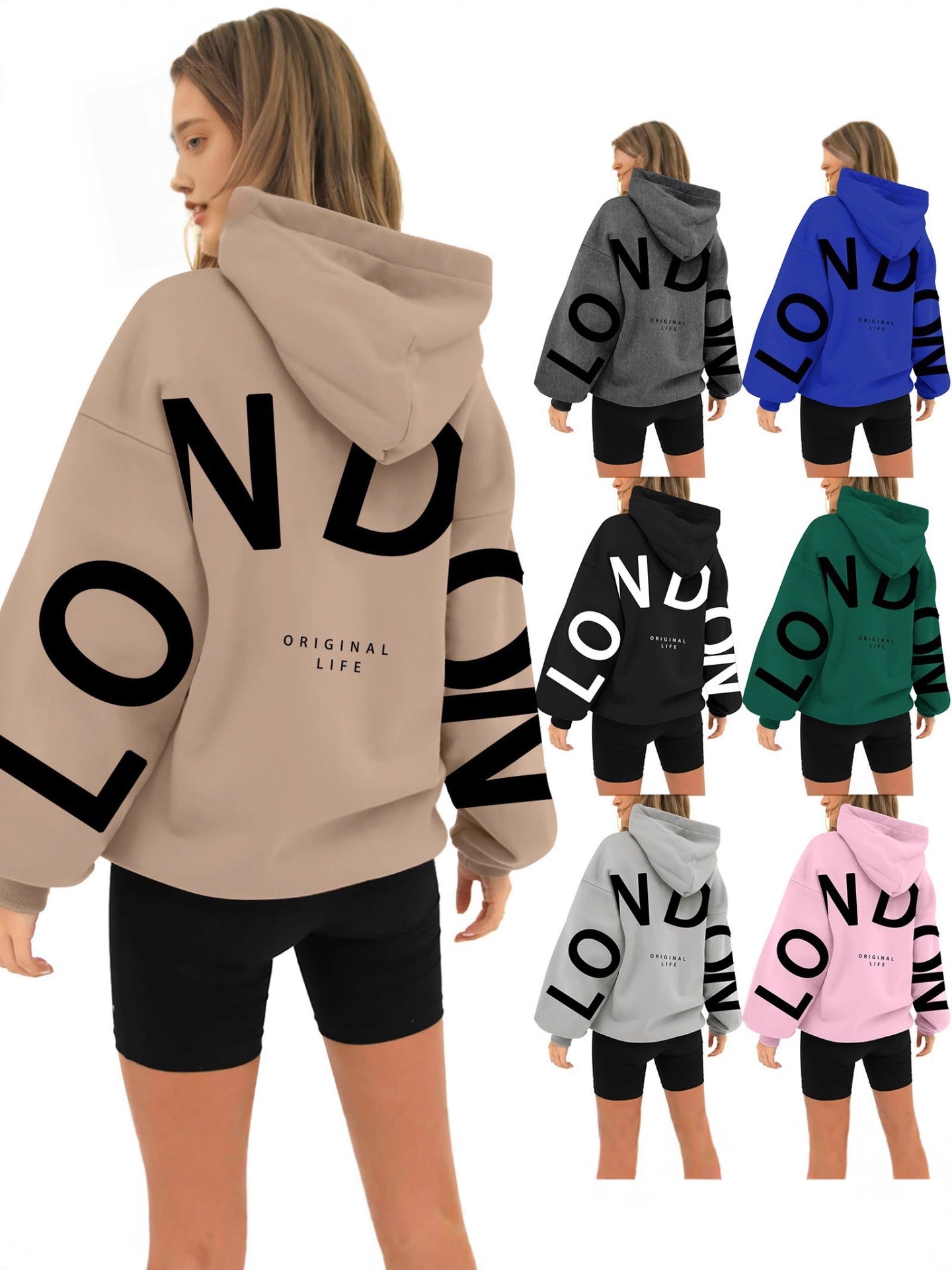 London Printed Long-Sleeved Hoodie