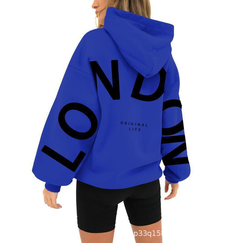 London Printed Long-Sleeved Hoodie