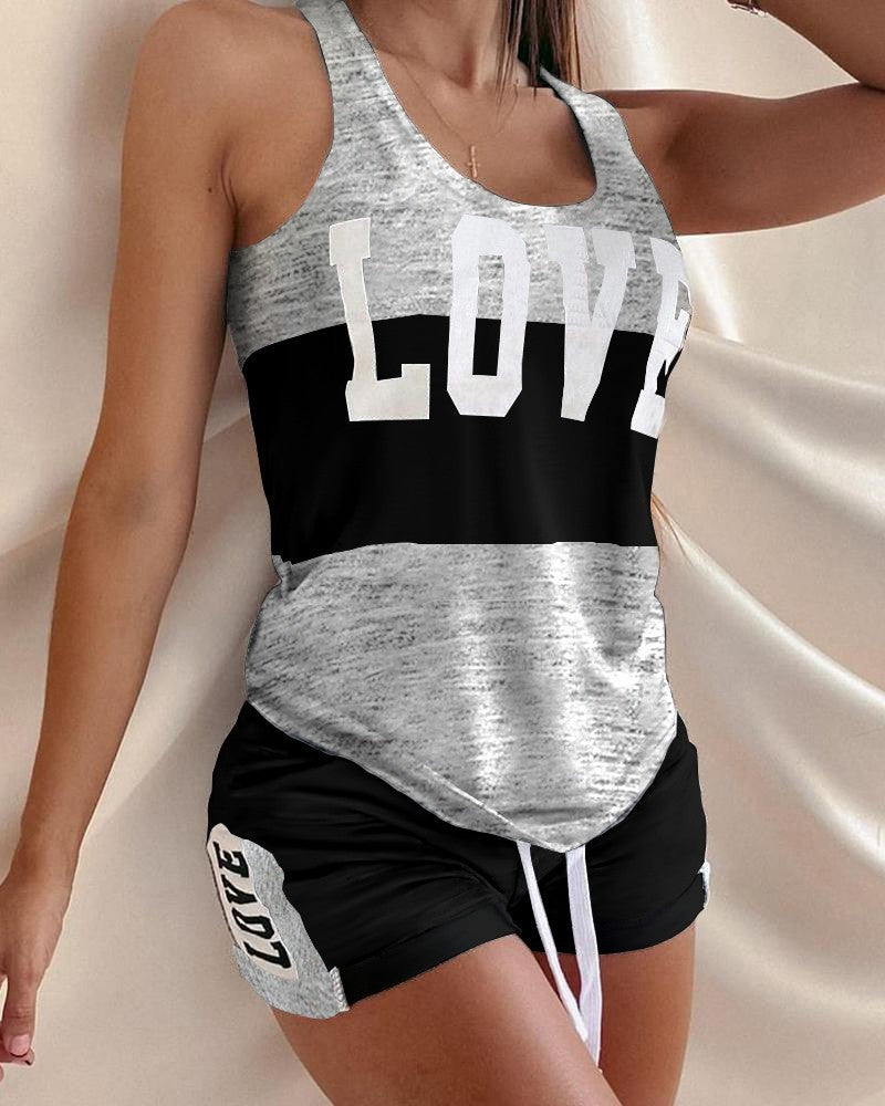 T-Shirt Vest Shorts 2-Piece Suit