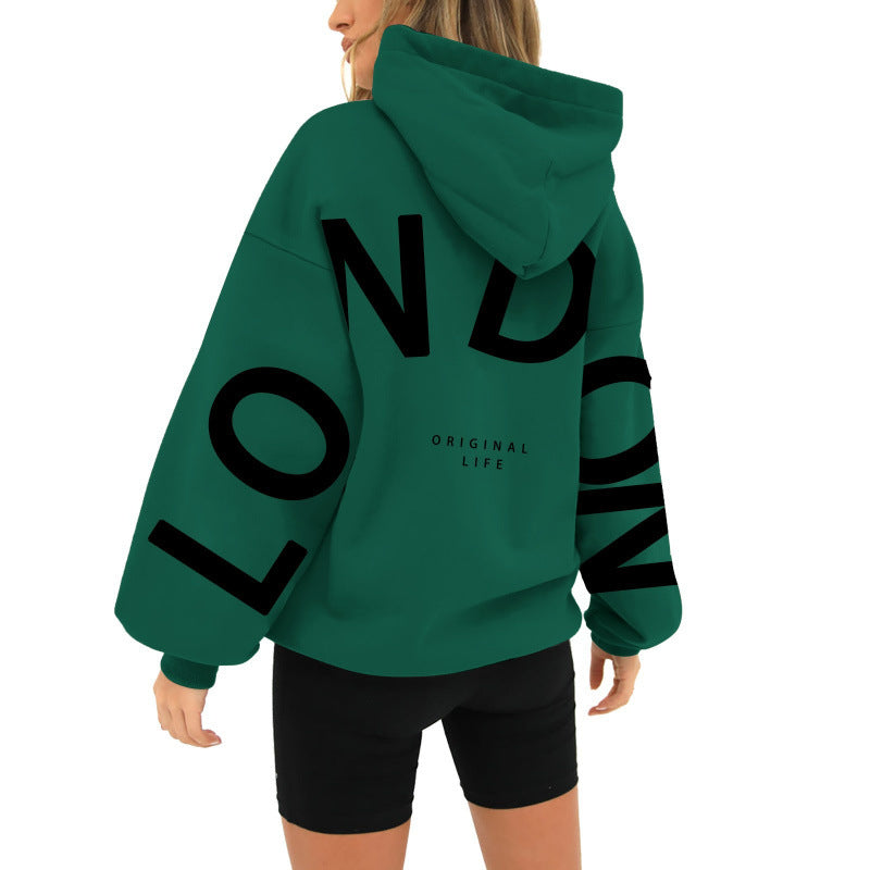 London Printed Long-Sleeved Hoodie