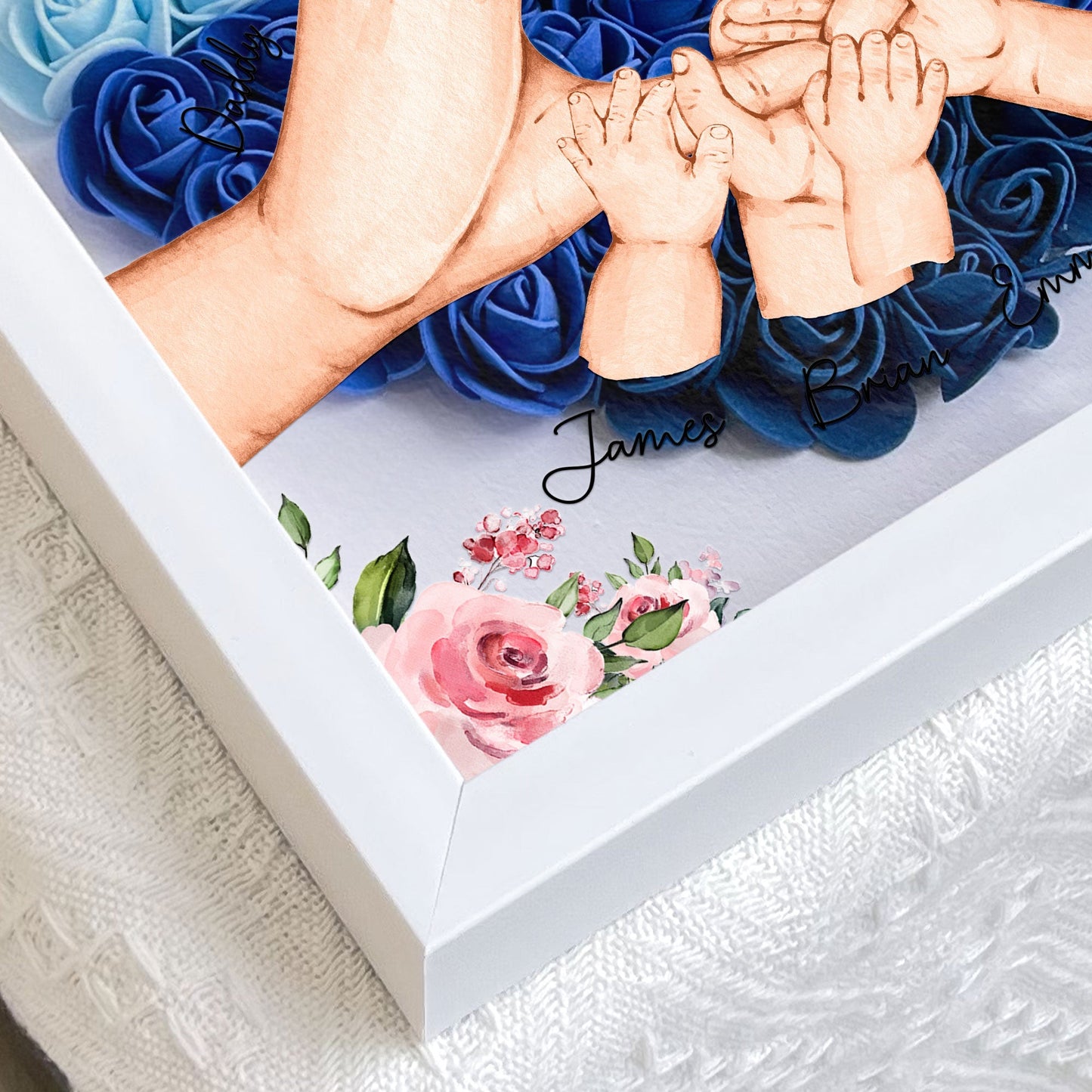 Our Family Hands - Personalised Flower Shadow Box