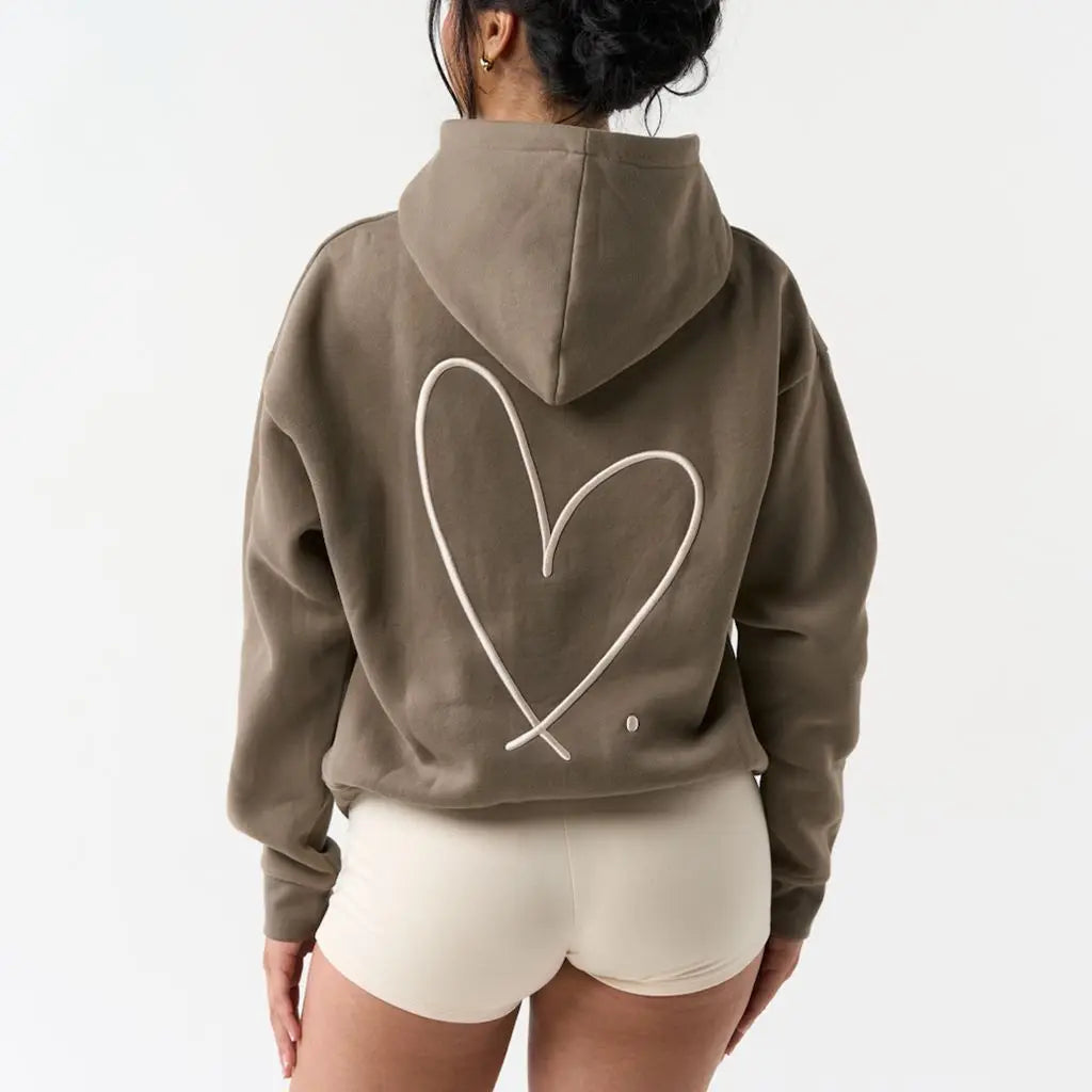 Ladies Heart Embroidered Hooded Sweatshirt