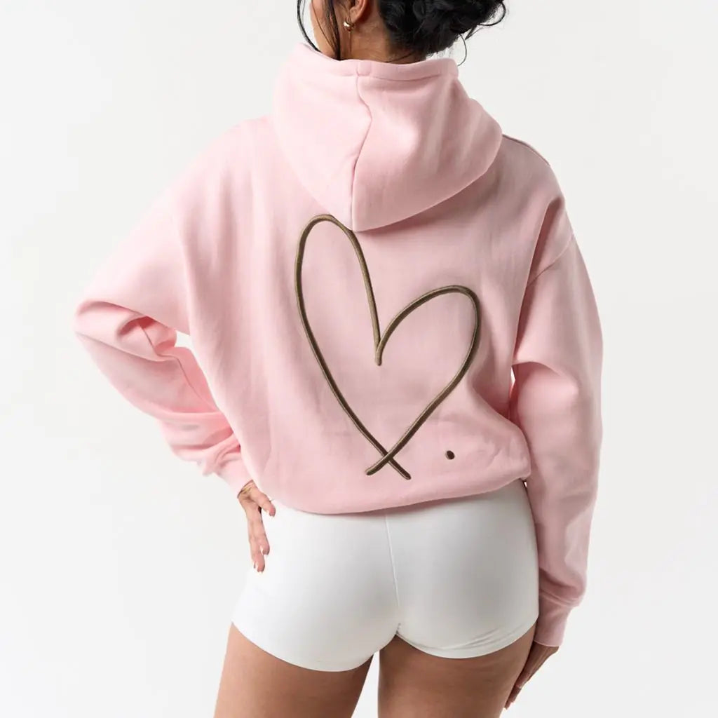 Ladies Heart Embroidered Hooded Sweatshirt