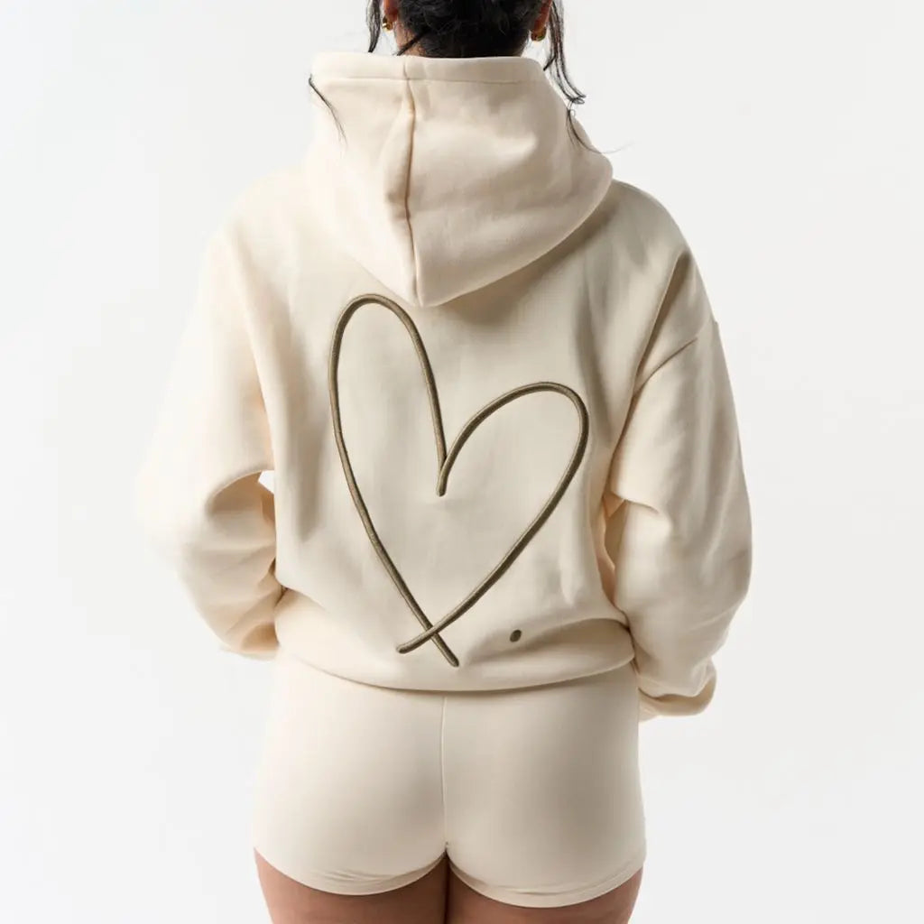 Ladies Heart Embroidered Hooded Sweatshirt