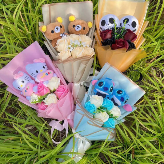 Plush dolls flower bouquet