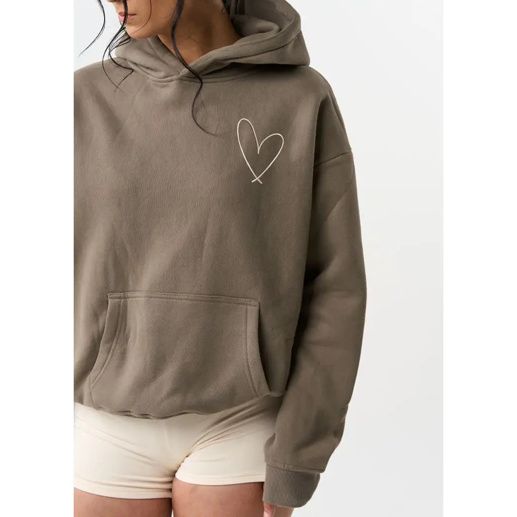 Ladies Heart Embroidered Hooded Sweatshirt