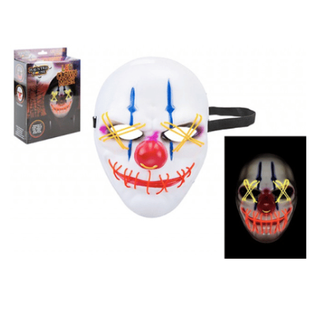 SCARY HALLOWEEN NEON LIGHT UP CLOWN MASK