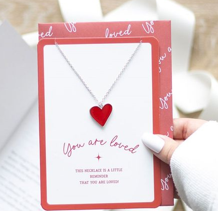 You Are Loved Heart Pendant Necklace Card