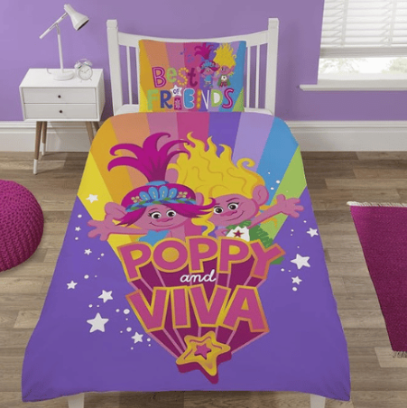 Trolls Poppy + Viva Reversible Single Duvet Set