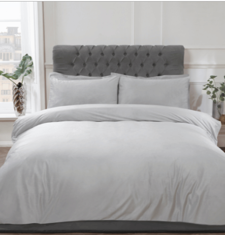 Matt Velvet Silver Duvet Set