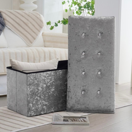 Velvet ottoman storage with Jewels