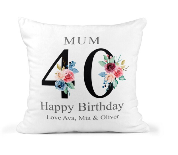Personalised 40th birthday cushion
