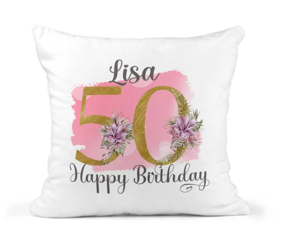 Personalised birthday 50th cushion