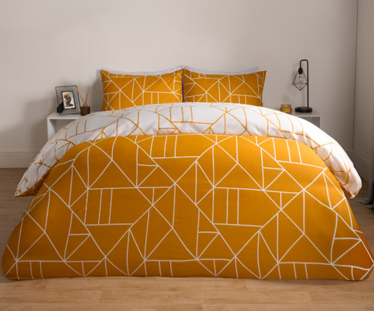 Geometric Print Reversible Duvet Cover Set
