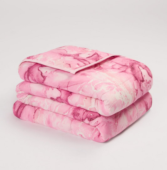 Marble Printed Weighted Blanket, Blush- 8KG