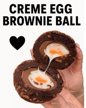 Creme egg brownie ball