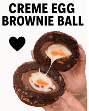 Cadbury creme egg brownie ball
