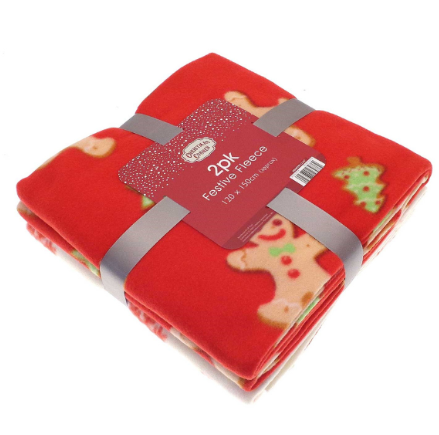 Gingerbread Man And Snowflake Fleece Throw