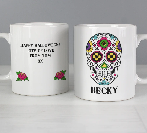 Personalised sugar skull mug