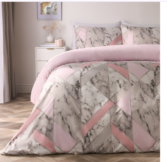 Abstract Geometric Marble Print Reversible Duvet set