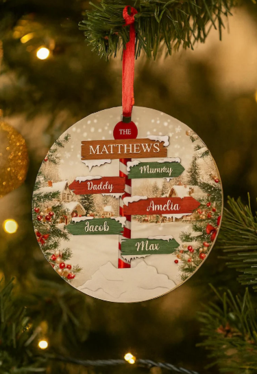 Personalised North Pole Family name Bauble