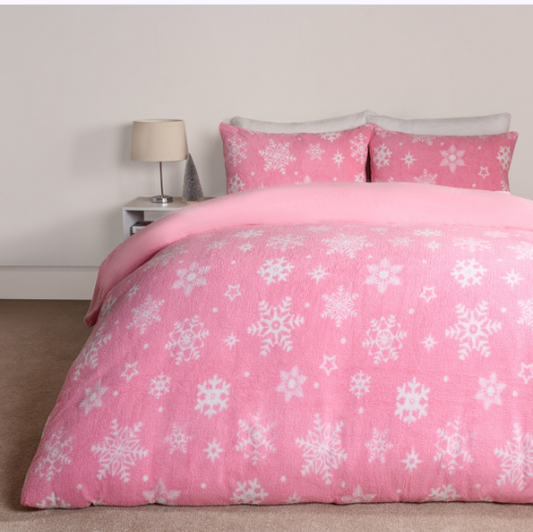 Snowflake teddy fleece Pink