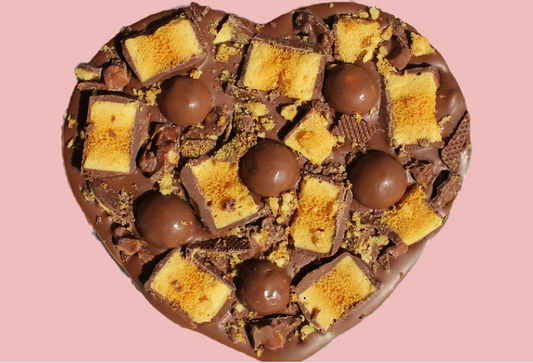 Heart chocolate slab - crunchie & malteser