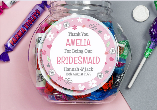 Personalised Bridesmaid Sweet Jar