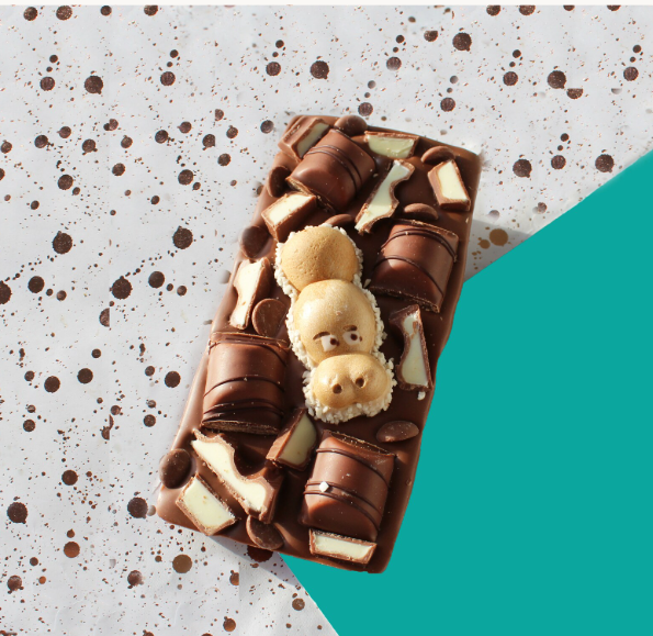 Handmade Belgian Chocolate Kinder Slab: Hippo & Bueno Toppings