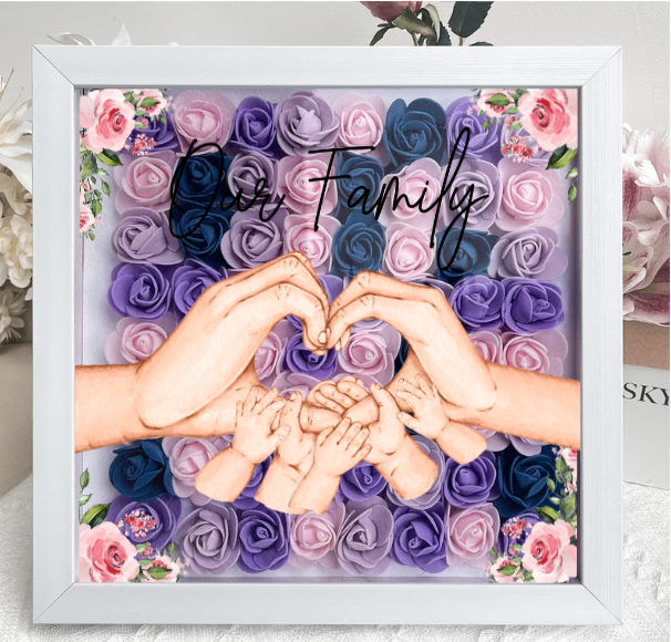 Our Family Hands - Personalised Flower Shadow Box