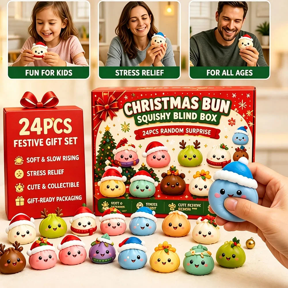 2026 Christmas Squishies Advent Calendar 24 Days Countdown Dumpling Squishy Stress Relief Fidget Mystery Surprise Gift Box Decor