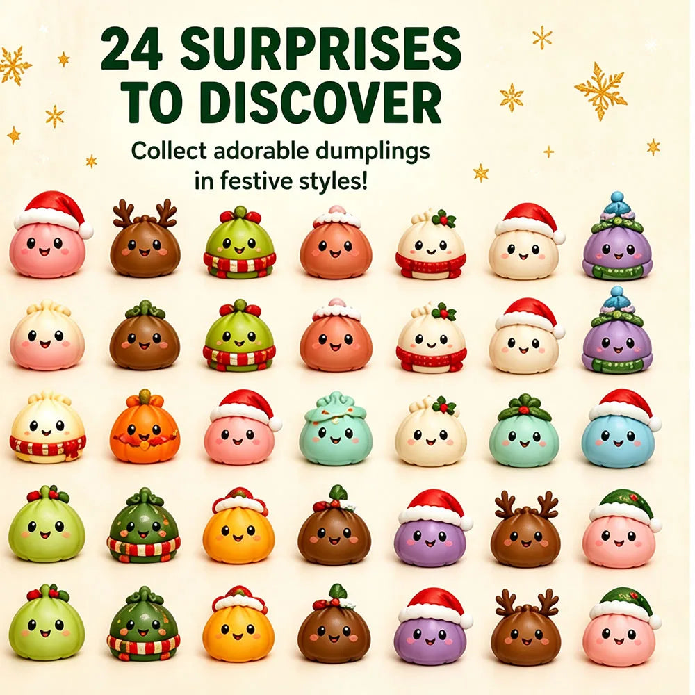 2026 Christmas Squishies Advent Calendar 24 Days Countdown Dumpling Squishy Stress Relief Fidget Mystery Surprise Gift Box Decor