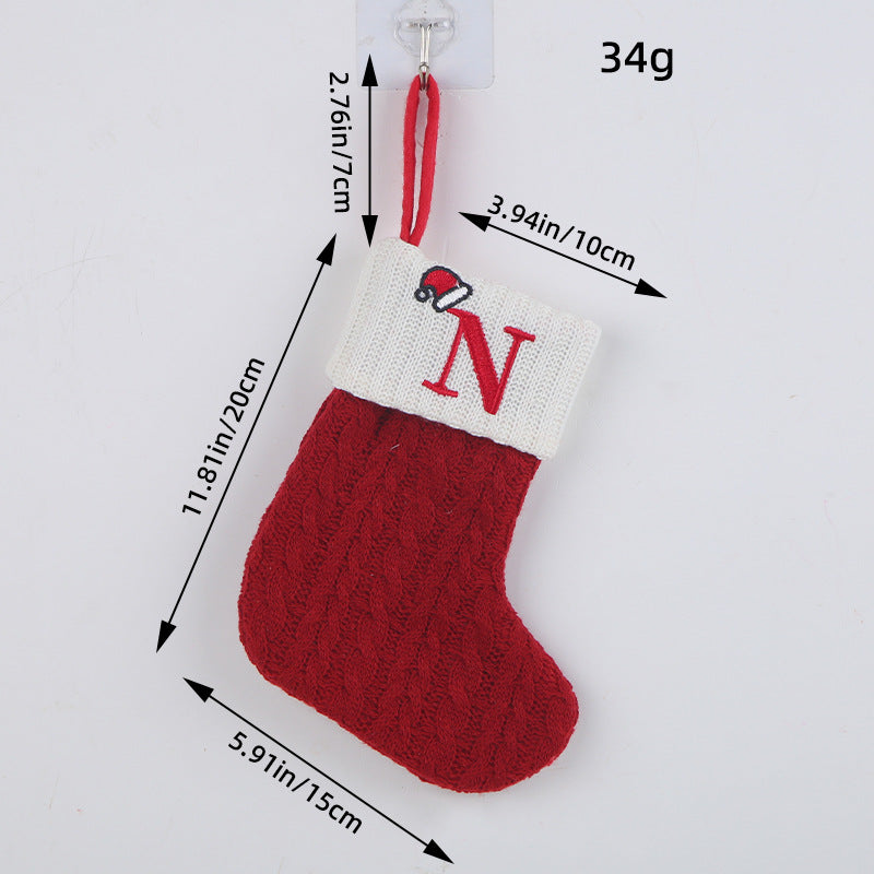 Mini Red Letter Wool Knitted Christmas Stockings