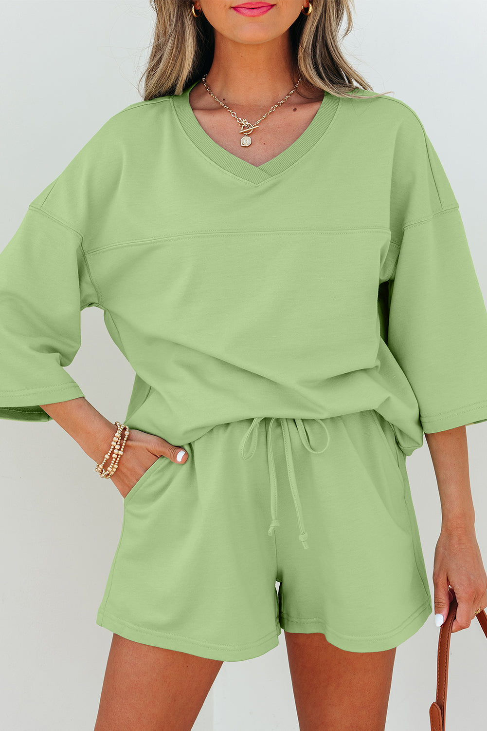 V Neck Half Sleeve Tee and Shorts