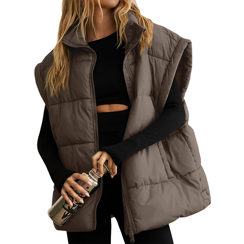 Flounced Sleeve Down Cotton Vest