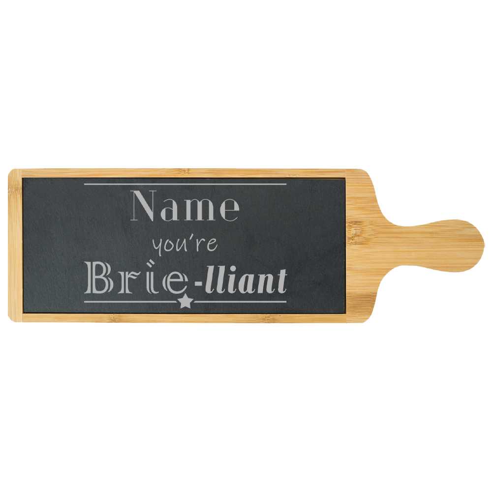 Engraved bamboo and slate cheeseboard