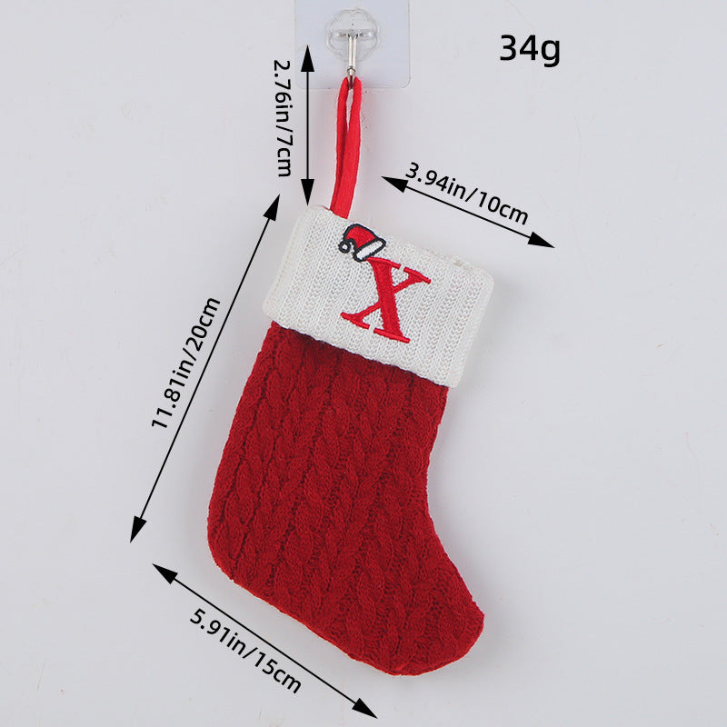 Mini Red Letter Wool Knitted Christmas Stockings