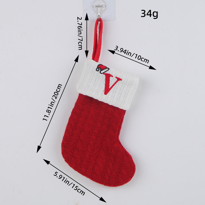 Mini Red Letter Wool Knitted Christmas Stockings