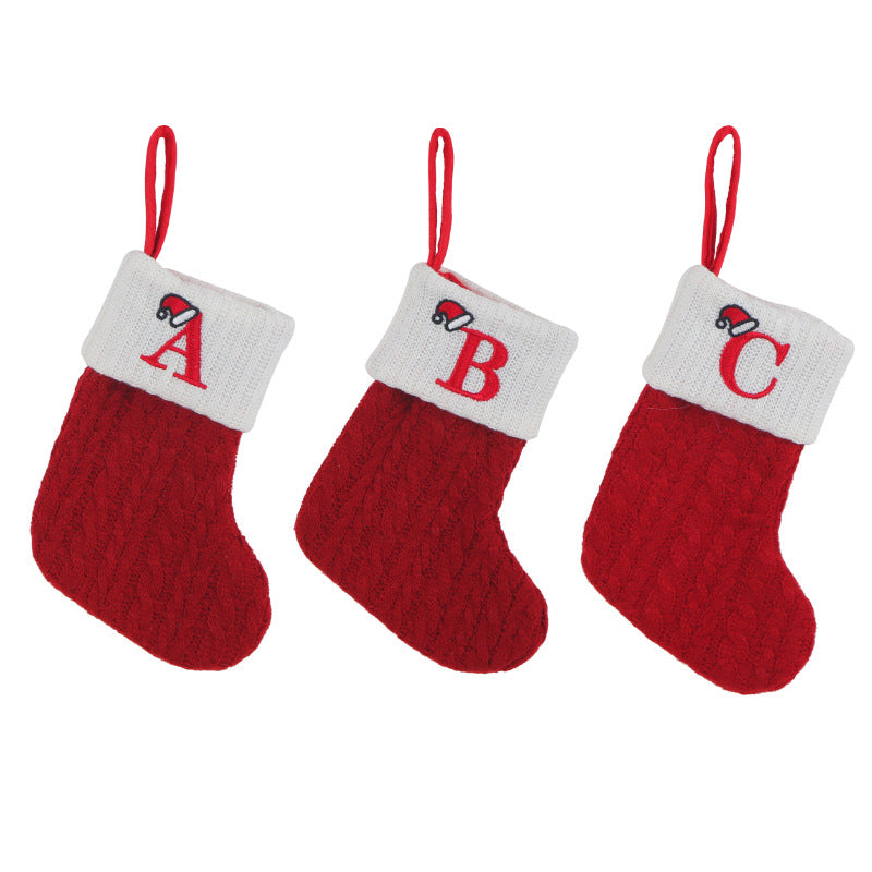 Mini Red Letter Wool Knitted Christmas Stockings