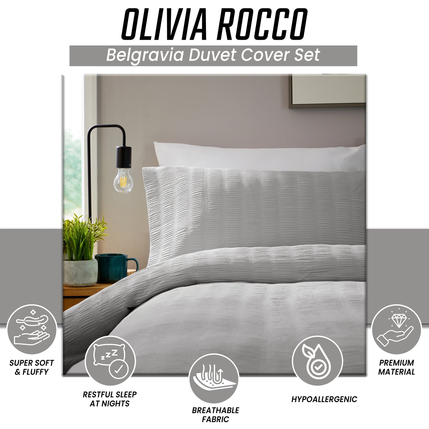 Belgravia Grey Microfibre Duvet Cover Set