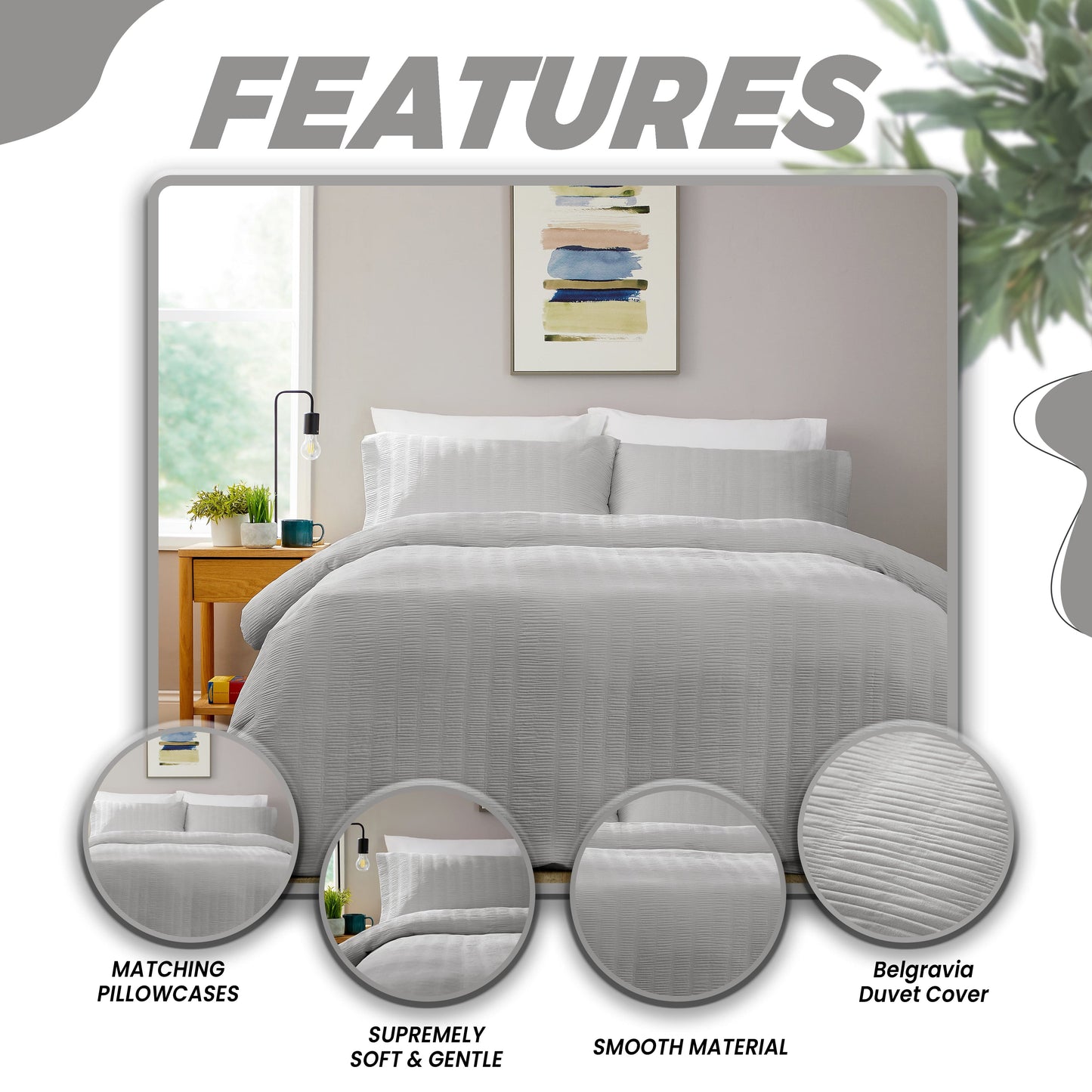 Belgravia Grey Microfibre Duvet Cover Set