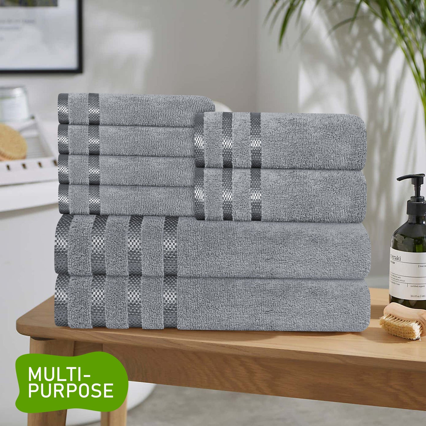 Belmont Viscose Stripe Silver Towels