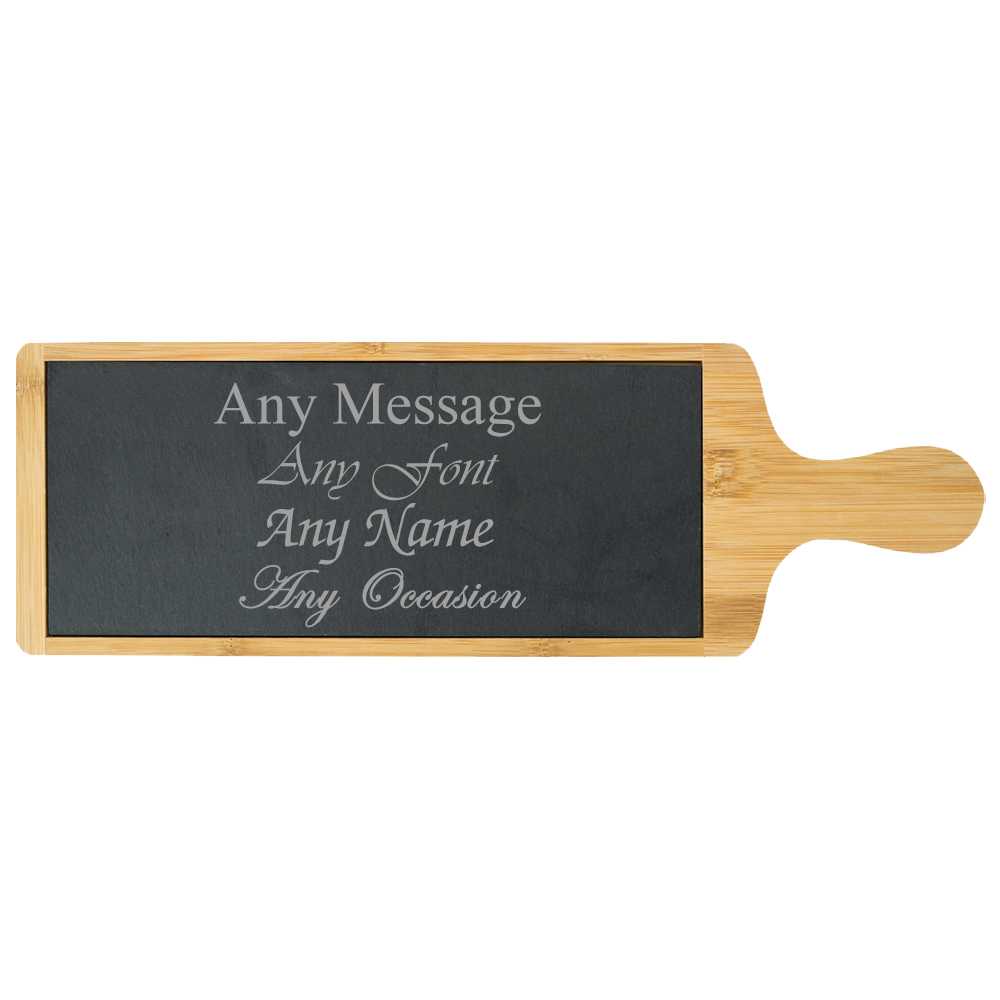 Engraved bamboo and slate cheeseboard