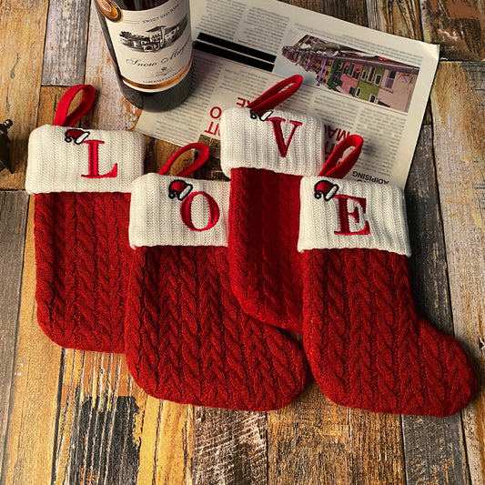 Mini Red Letter Wool Knitted Christmas Stockings