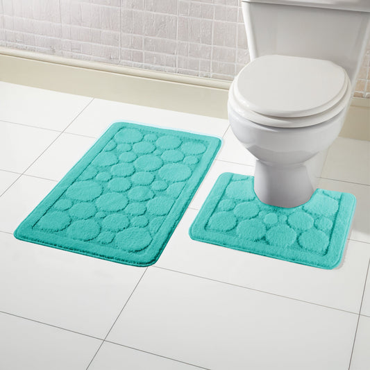 Cali Bubbles 2 Piece Duck Egg Bath Mat and Pedestal Set