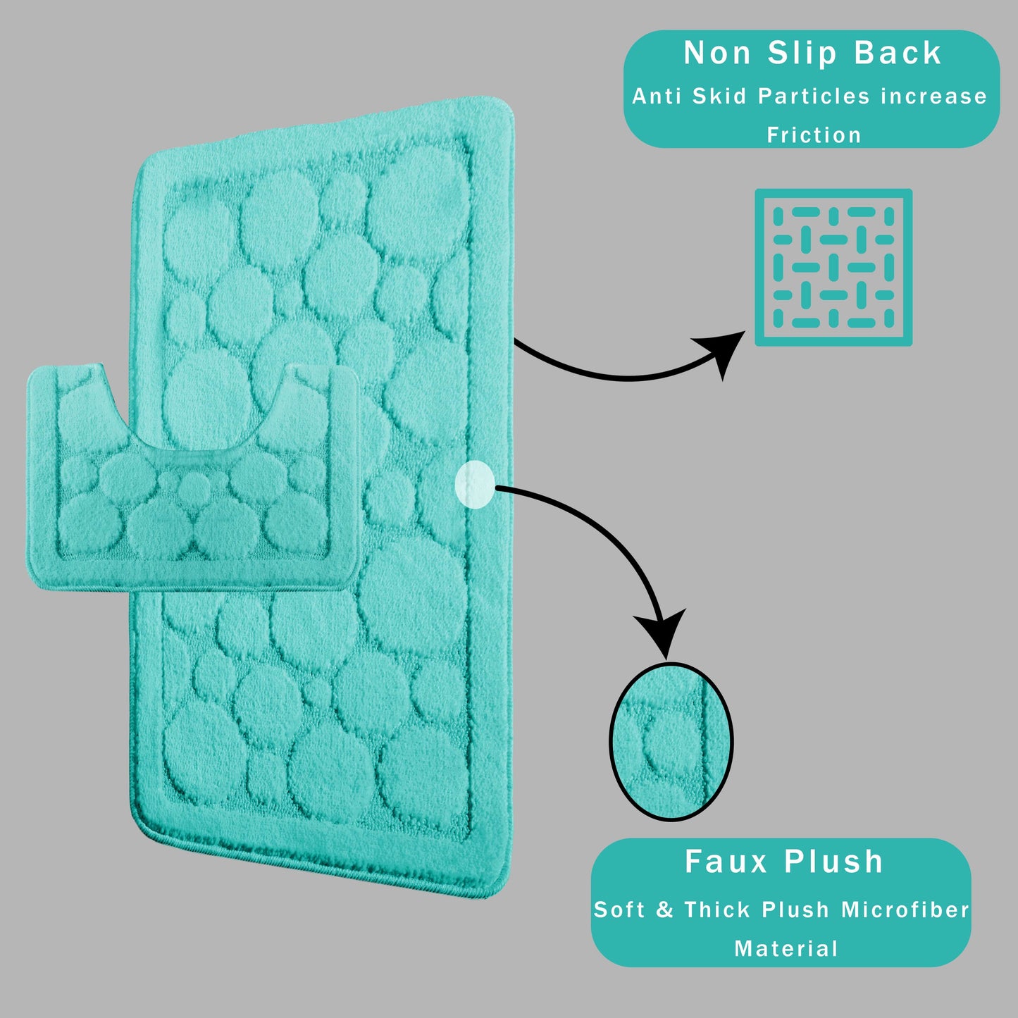 Cali Bubbles 2 Piece Duck Egg Bath Mat and Pedestal Set